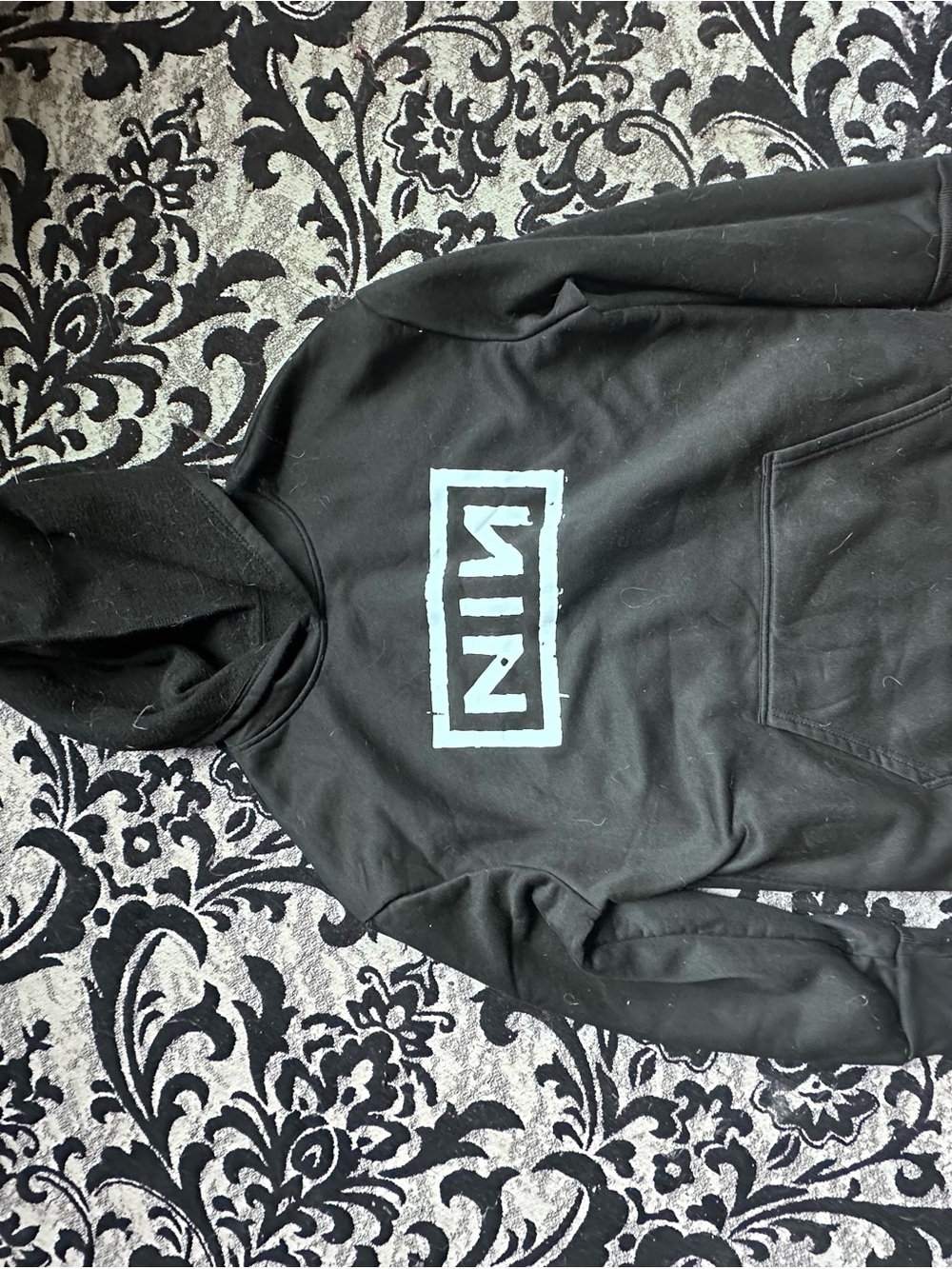 Black Crewneck Hoodie White Classic Nine Inch Nails Logo NIN - UNISEX SweatSHIRT